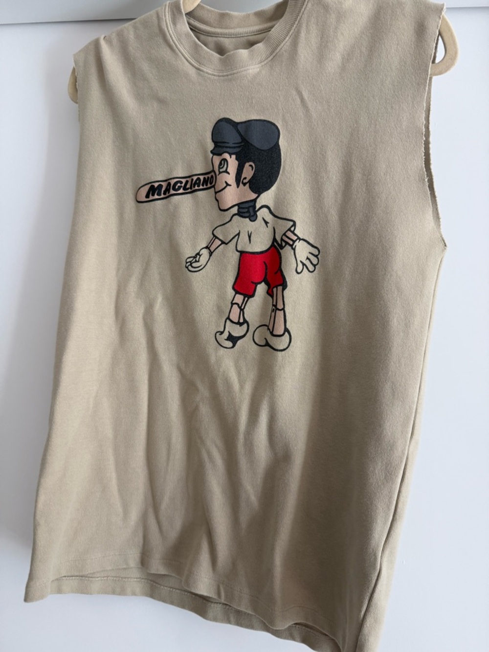 Magliano Beige Graphic Muscle Tank with Cartoon Print XL Slim Fit